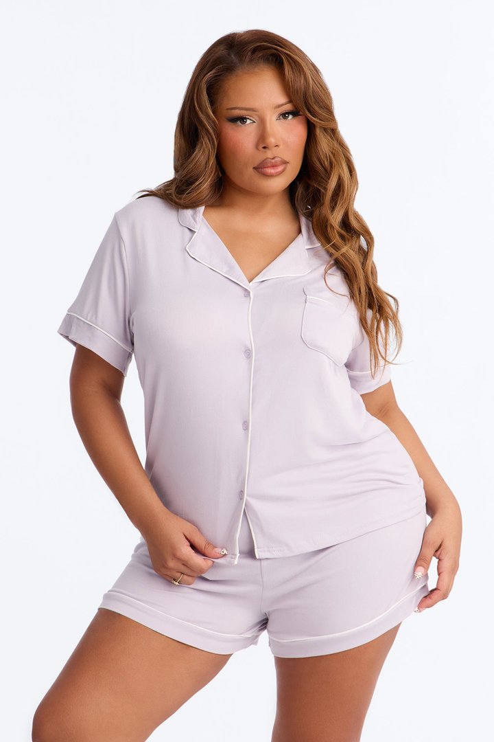 In The Morning PJ Short Sleeve Short Set - Lavender