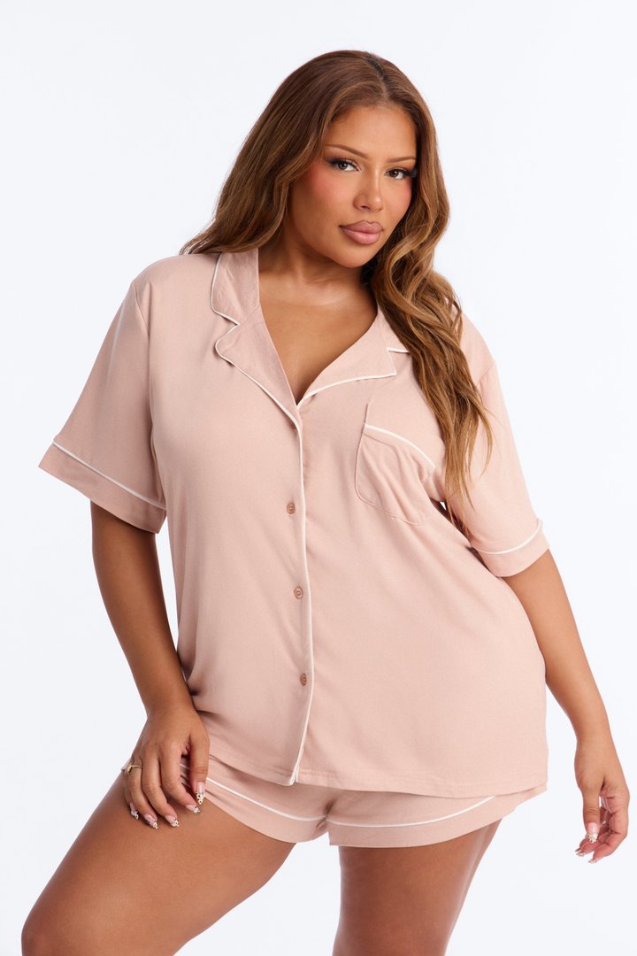 In The Morning PJ Short Sleeve Short Set - Mocha