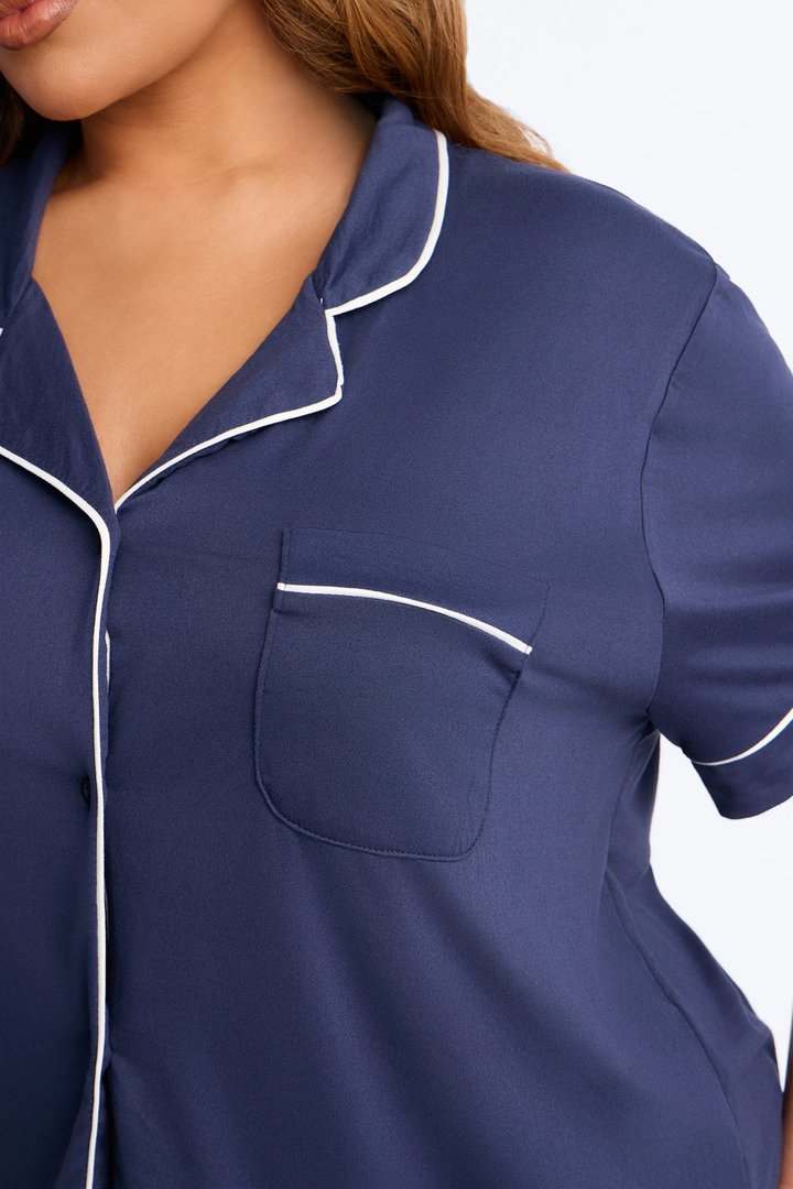 In The Morning PJ Short Sleeve Short Set - Navy