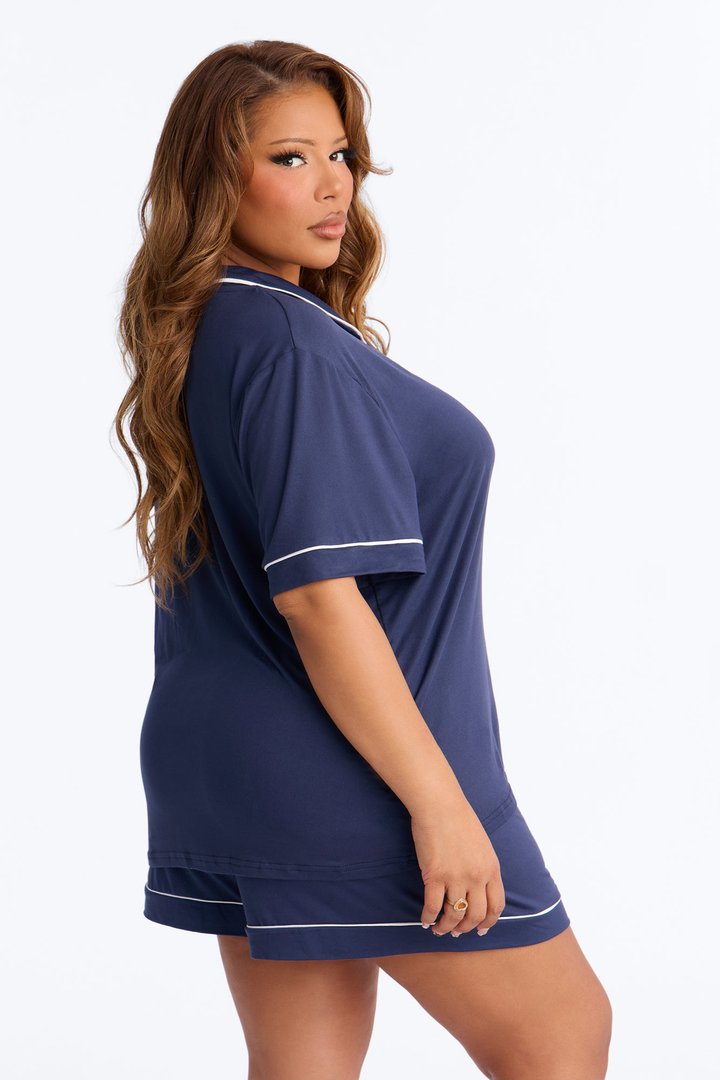 In The Morning PJ Short Sleeve Short Set - Navy