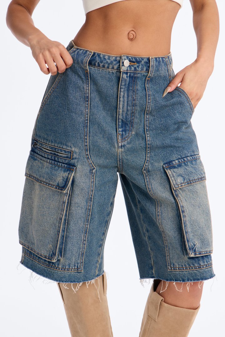 Parker Denim Cargo Jorts - Medium Wash