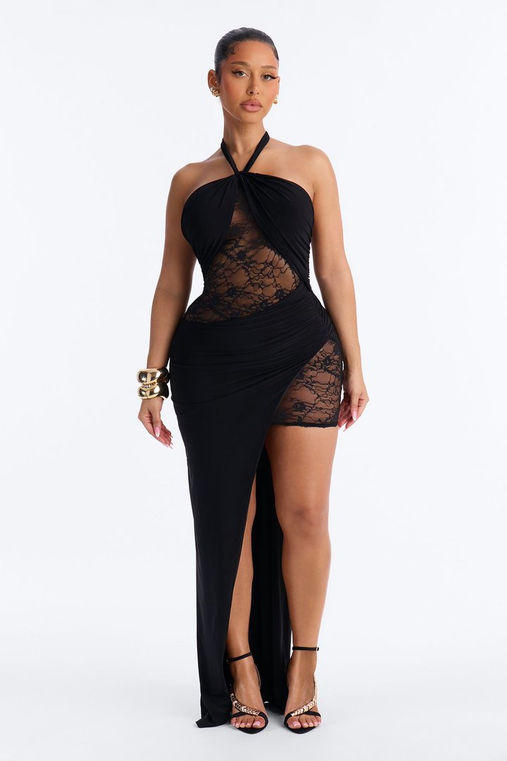 Main Event Lace Maxi Dress - Black