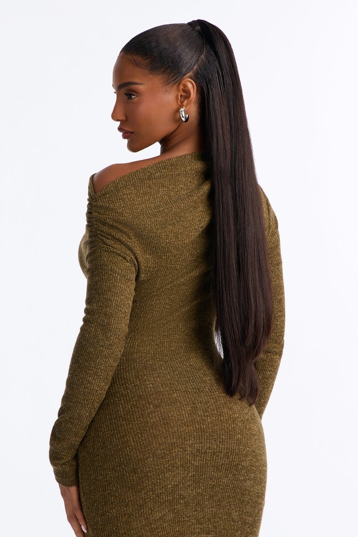 Rachel Ribbed Midi Dress - Green