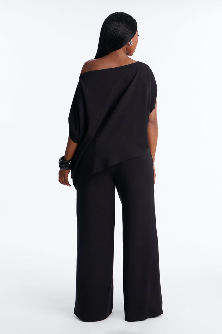 Alina One Shoulder Scuba Pant Set - Black