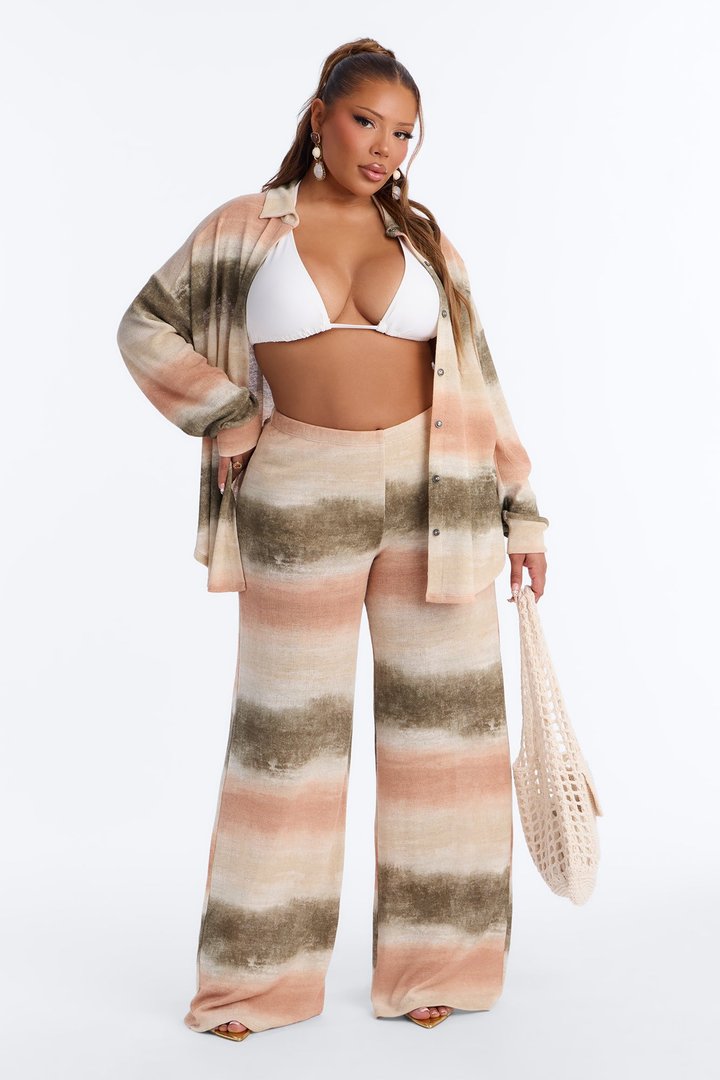 Ivy Striped Ombre Pant Set - Olive/combo