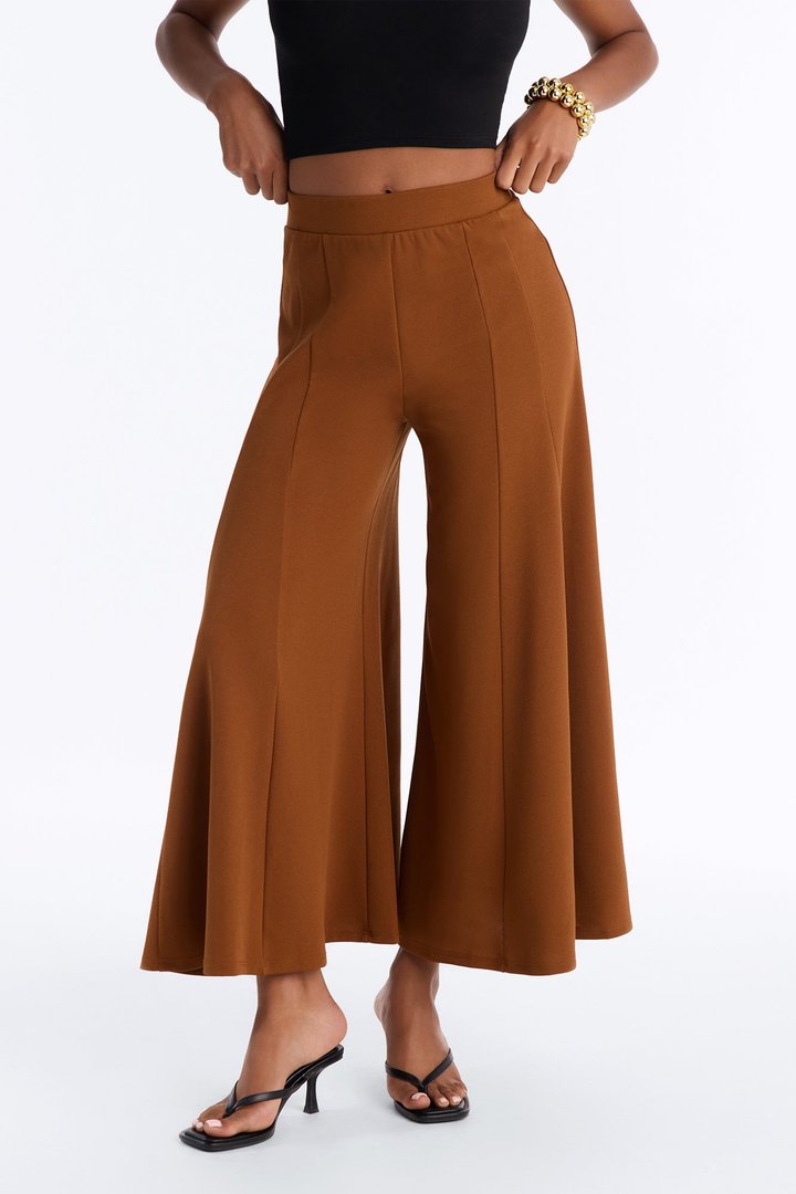 Clara Mid Rise Pull On Culotte Trouser - Spice