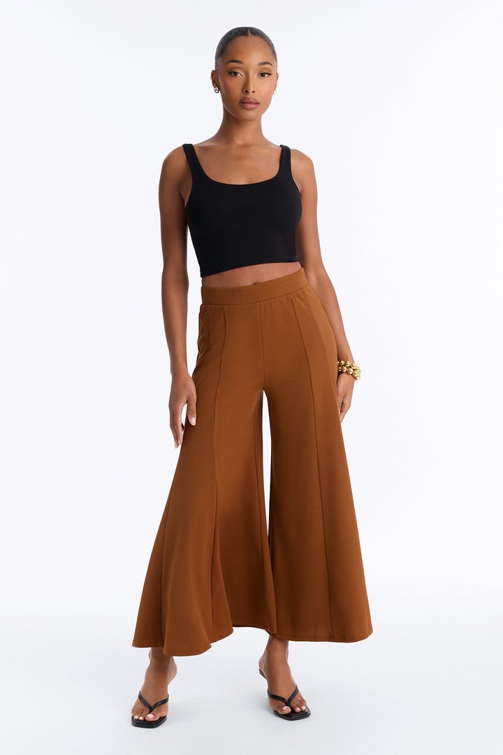 Clara Mid Rise Pull On Culotte Trouser - Spice