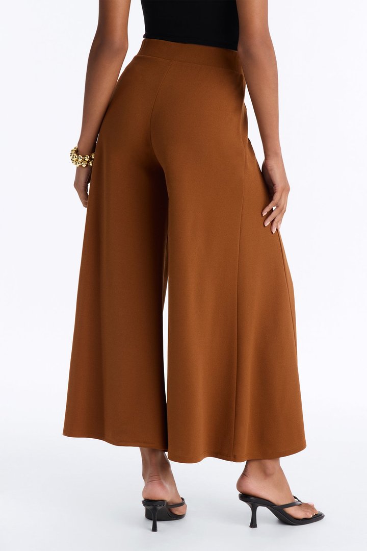 Clara Mid Rise Pull On Culotte Trouser - Spice