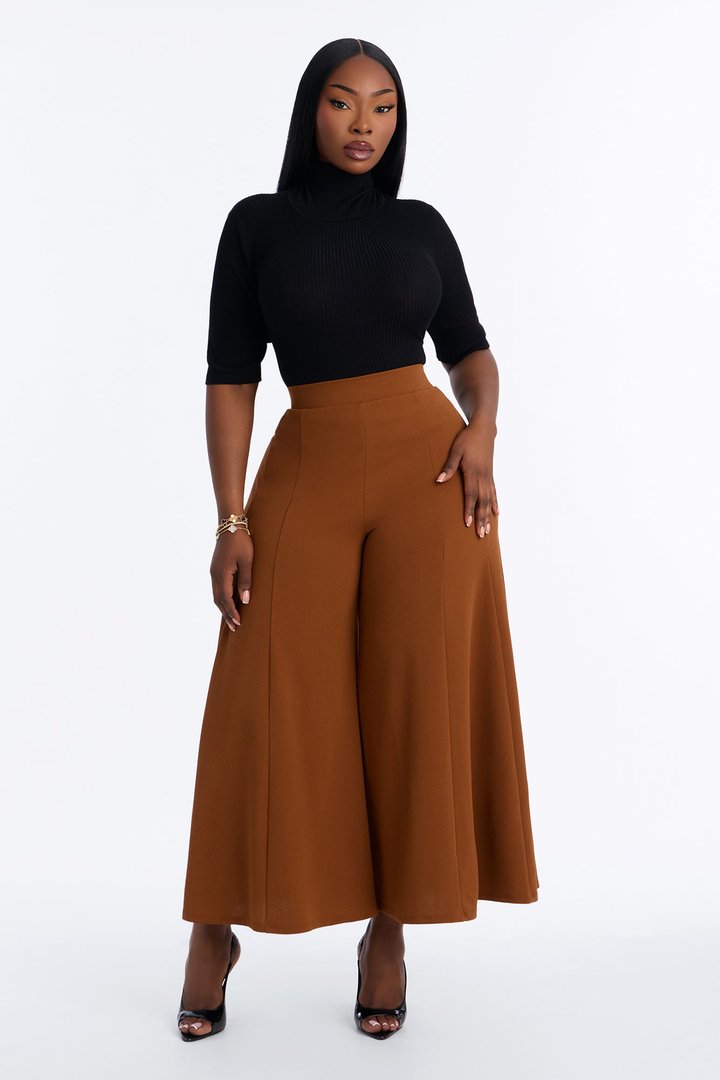 Clara Mid Rise Pull On Culotte Trouser - Spice