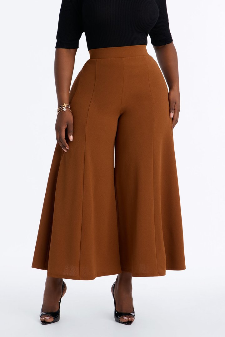 Clara Mid Rise Pull On Culotte Trouser - Spice