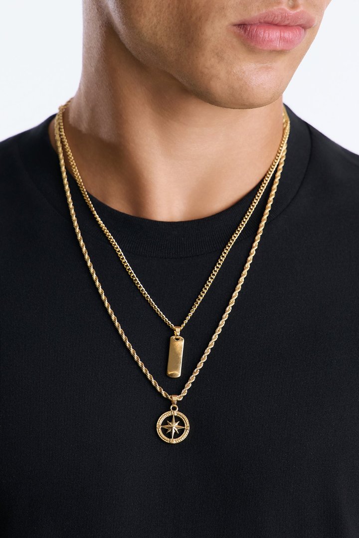 Looking For A Way Out Layered Necklace Set - Gold