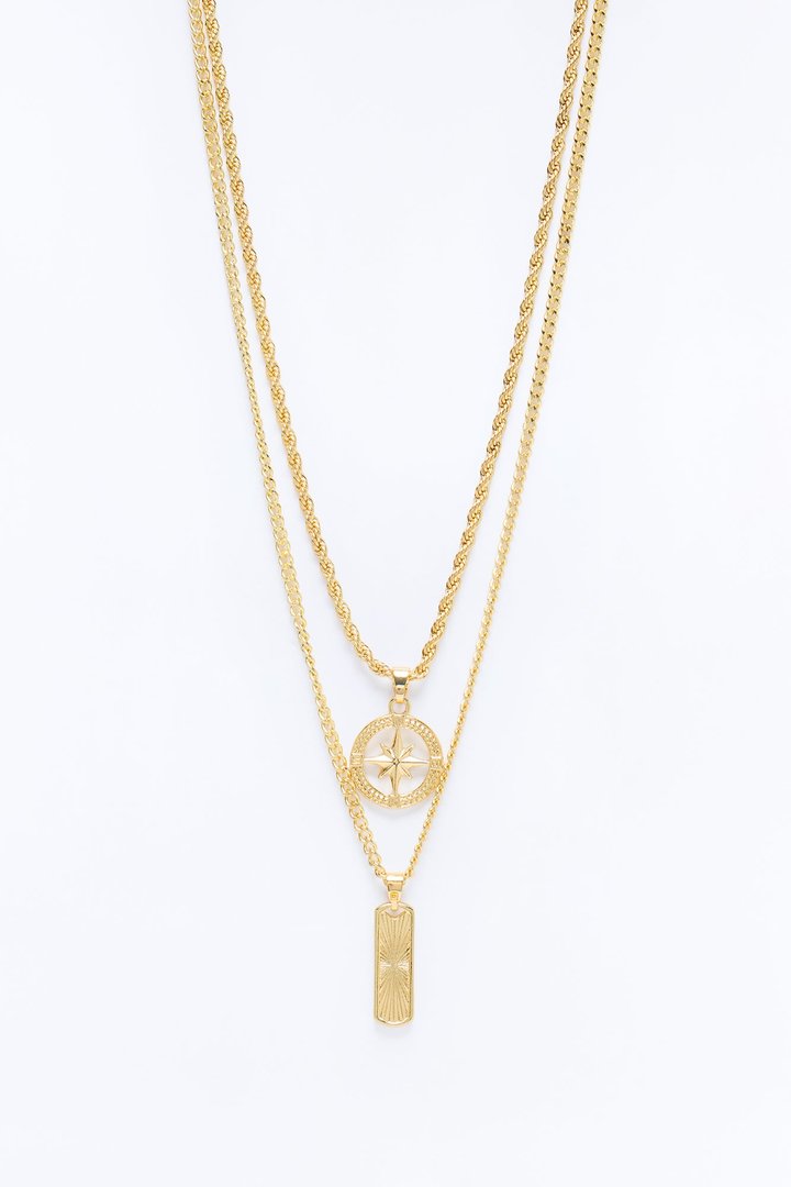 Looking For A Way Out Layered Necklace Set - Gold