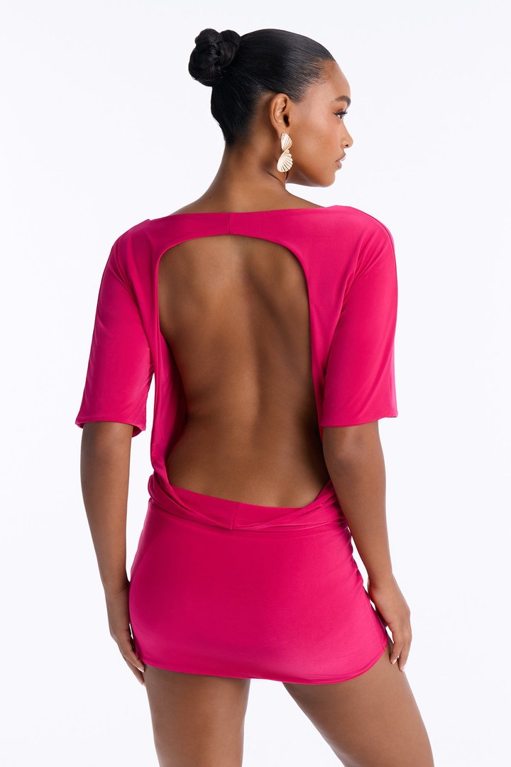 Marcella Backless Micro Mini Dress - Fuchsia