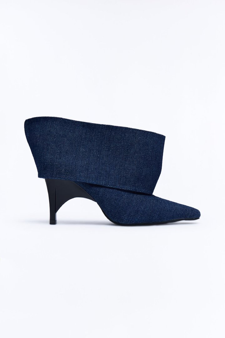 Next Revenge Overlay Heeled Booties - Denim