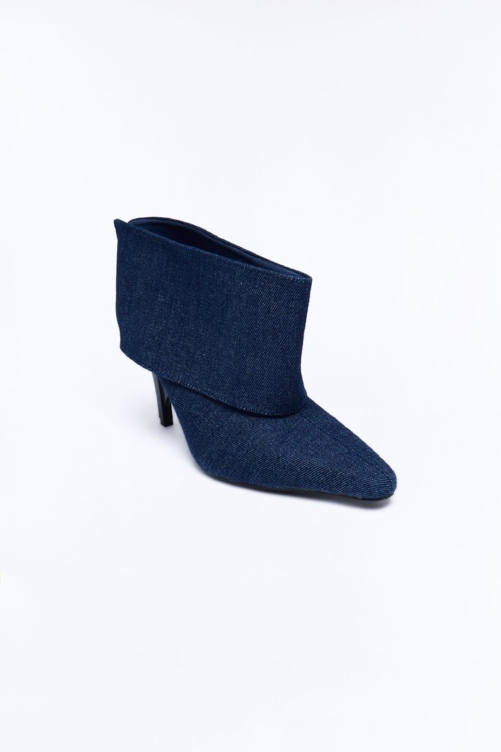 Next Revenge Overlay Heeled Booties - Denim