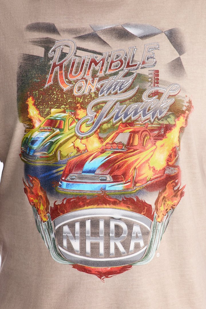 NHRA Rumble On The Track Vintage Oversized Muscle Tee - Taupe
