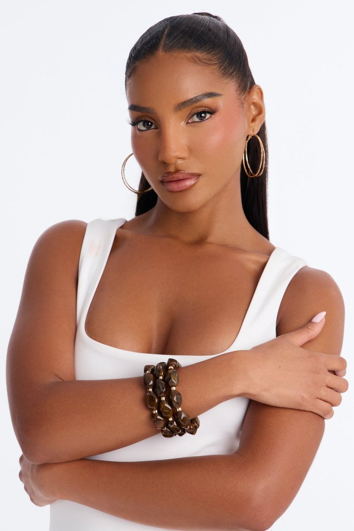 Rooted Tropic 3 Piece Bracelet Set - Dark Brown