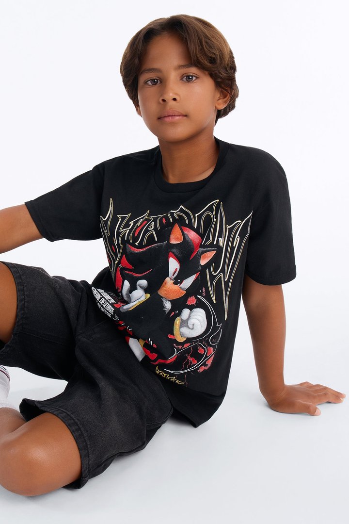 Mini Shadow The Hedgehog Short Sleeve Tee - Black