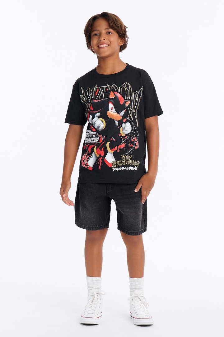 Mini Shadow The Hedgehog Short Sleeve Tee - Black