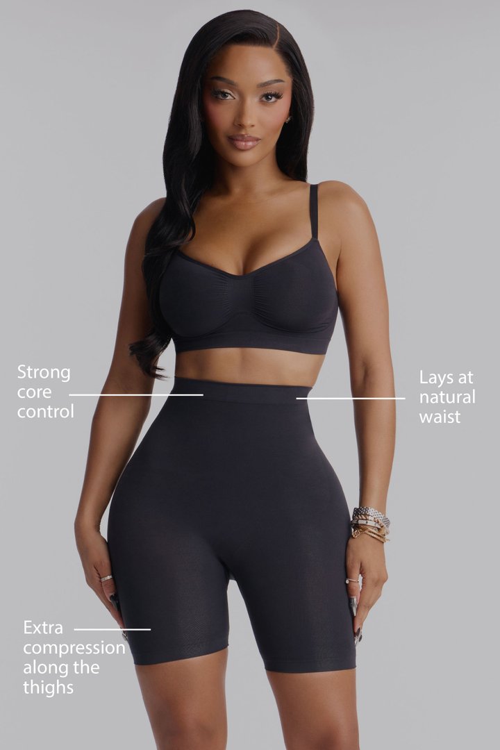 Nova Sculpt Seamless Strong Compression Thigh Shaper - Black