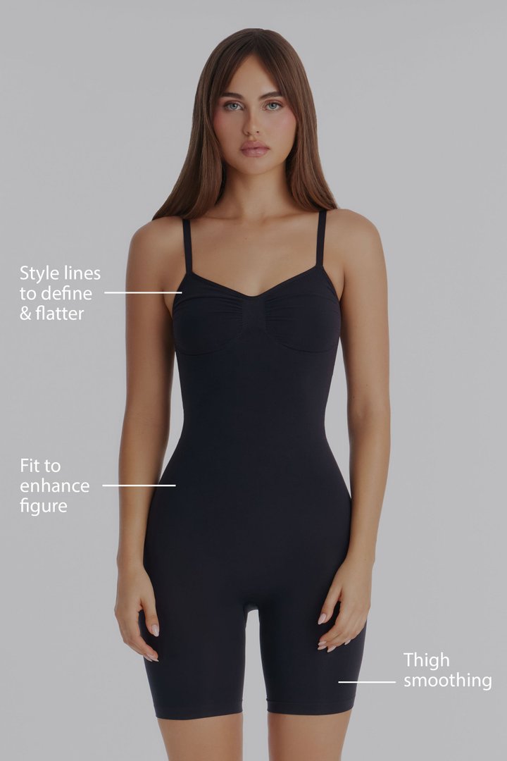 Nova Sculpt Seamless Strong Compression Thigh Shaping Bodysuit - Black