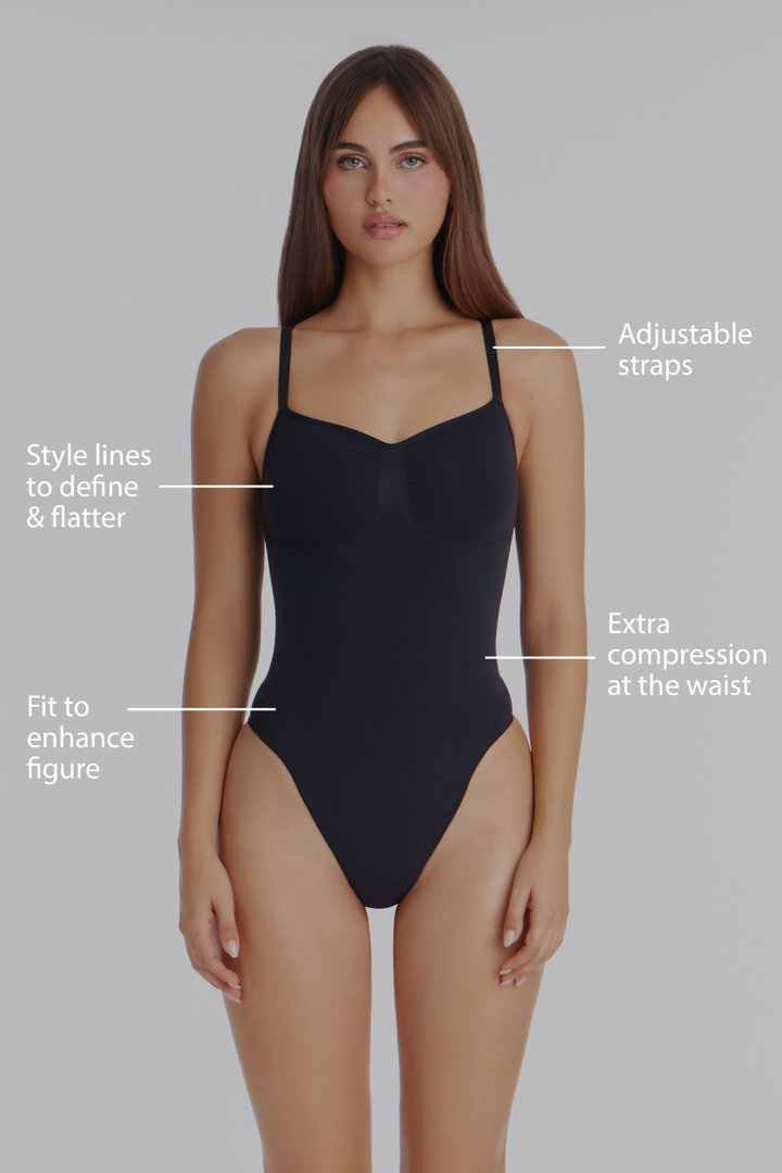 Nova Sculpt Seamless Strong Compression Thong Bodysuit - Black