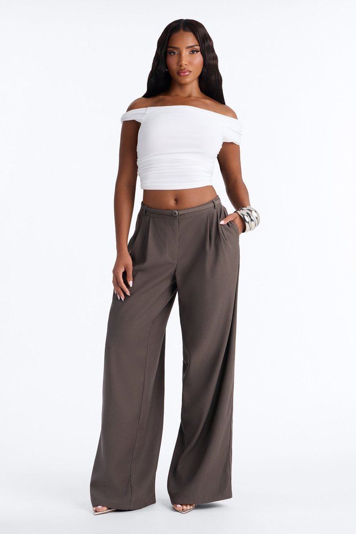 Mischa Low Rise Slouchy Belted Trouser - Charcoal
