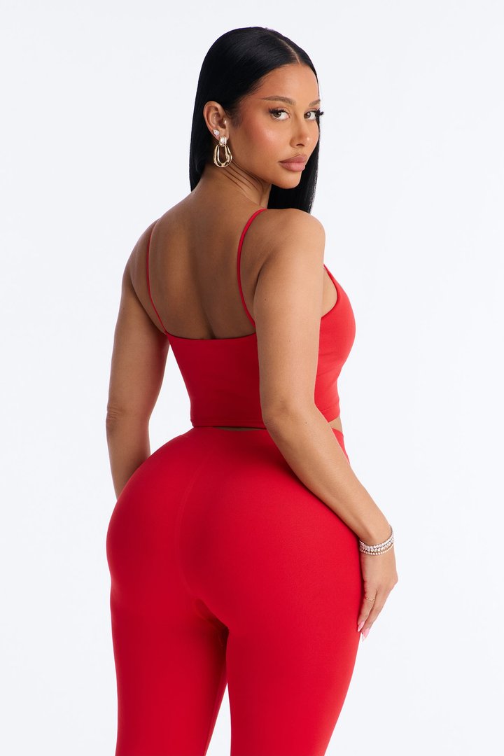 Seamless Smooth Base Layer Double Lined Cami Crop Top - DarkRed
