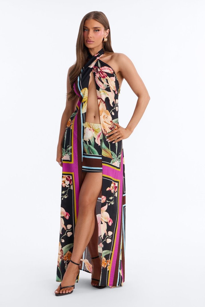 Tala Floral Maxi Dress - Black/combo