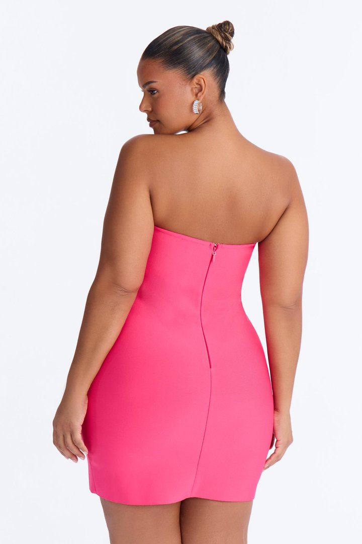 Sweetest Heart Embellished Mini Dress - Hot Pink
