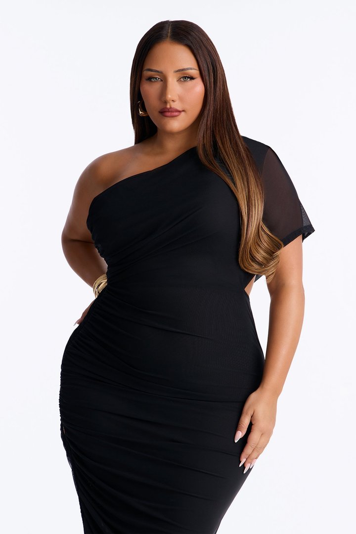 Mean Walk Power Mesh Maxi Dress - Black