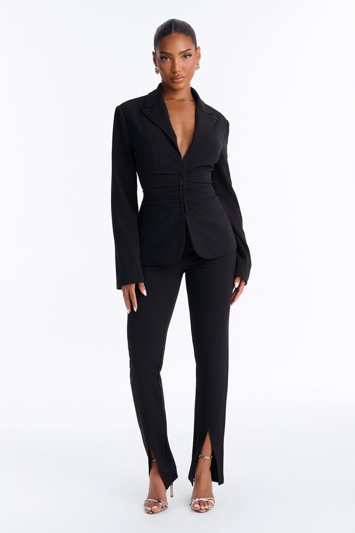 Samantha Ruched Pant Set - Black