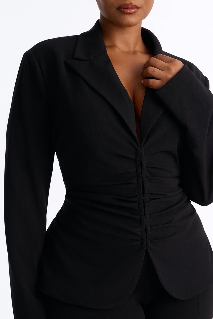 Samantha Ruched Pant Set - Black