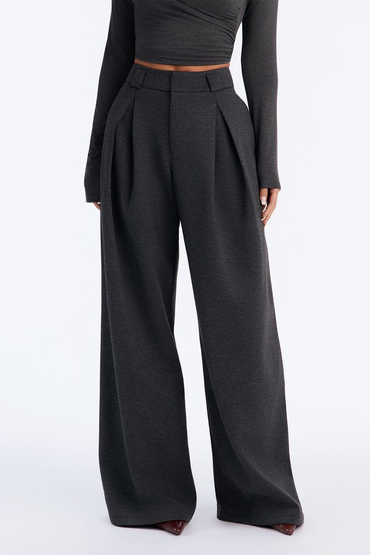Effortless As Always Wide Leg Pant Set - Charcoal