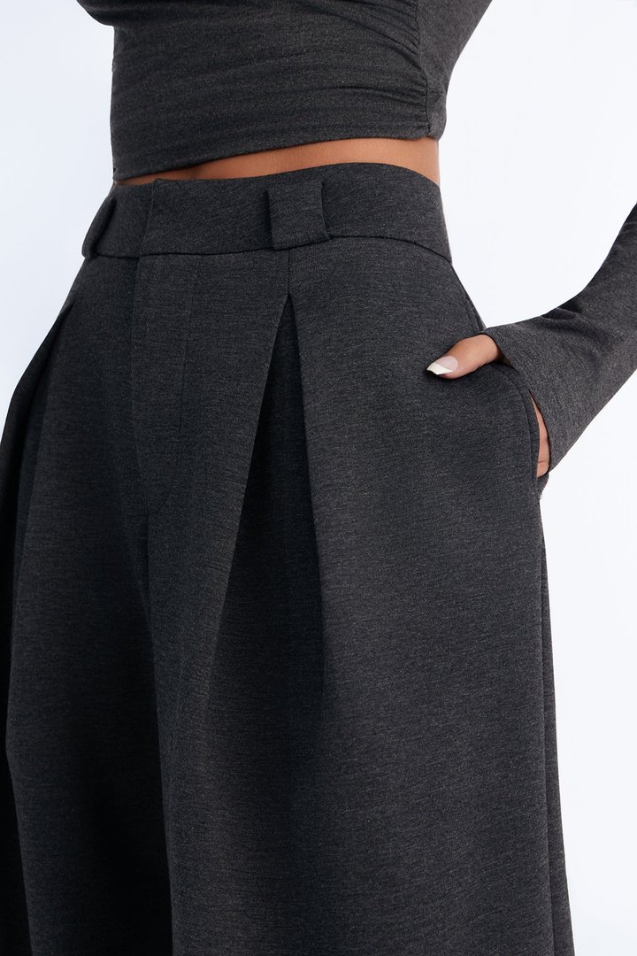 Effortless As Always Wide Leg Pant Set - Charcoal