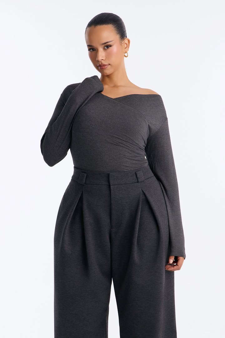 Effortless As Always Wide Leg Pant Set - Charcoal