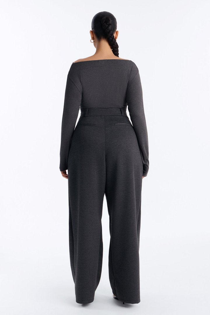 Effortless As Always Wide Leg Pant Set - Charcoal