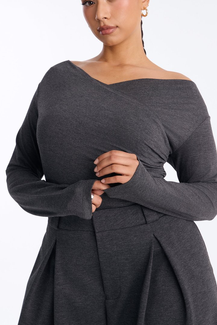 Effortless As Always Wide Leg Pant Set - Charcoal