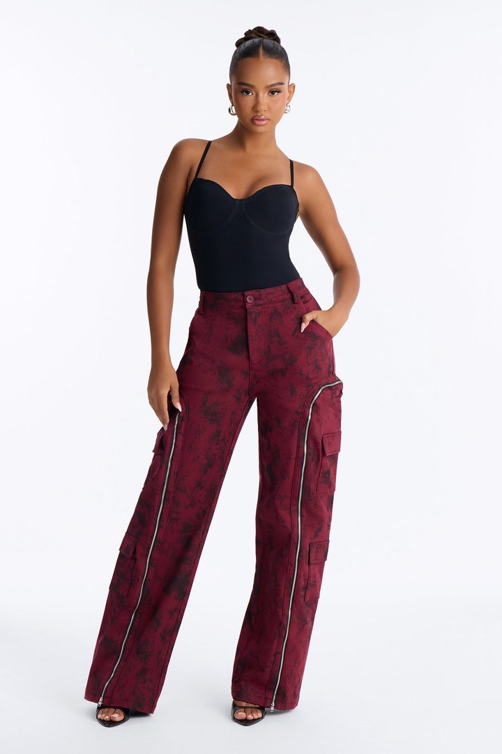 Had You Fooled Mineral Wash Pant - Burgundy
