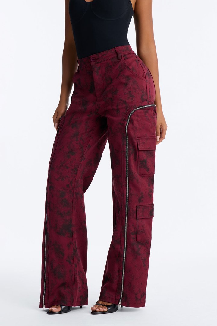 Had You Fooled Mineral Wash Pant - Burgundy