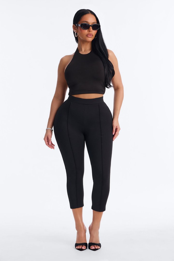 Daniella Pintuck Ponte Capri Legging - Black