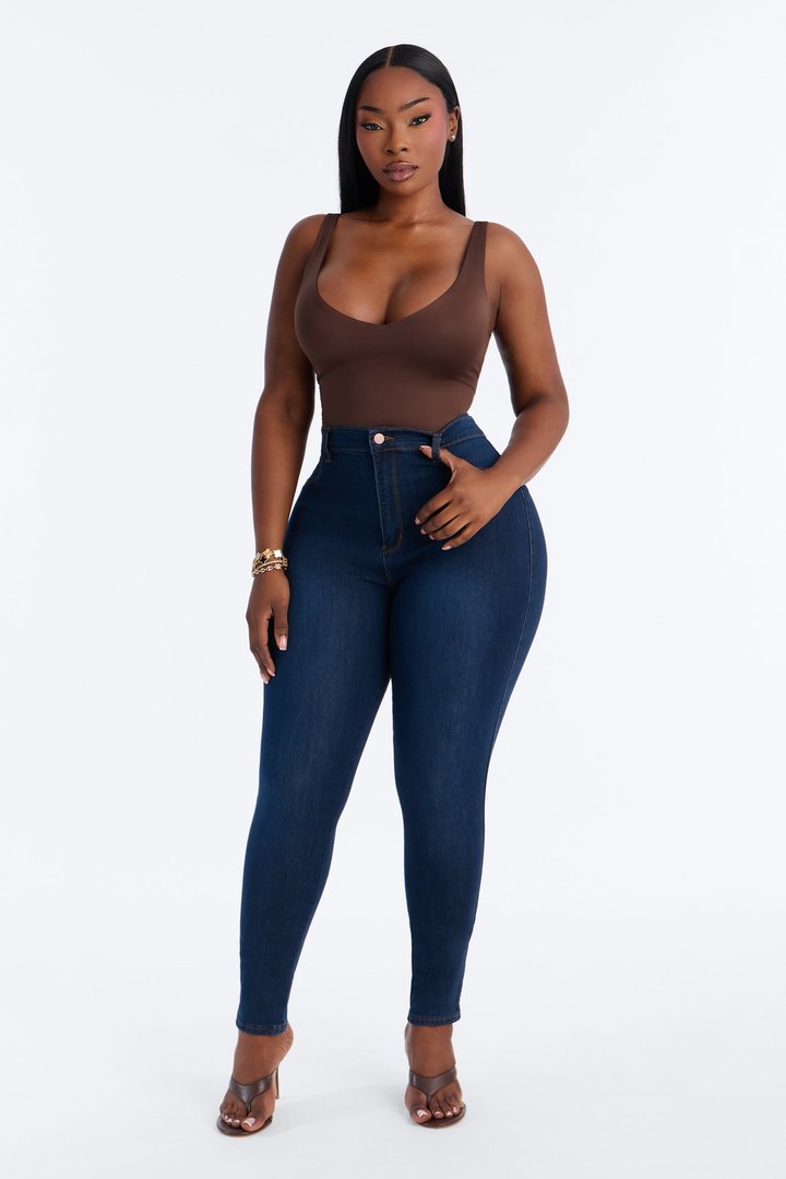 Classic Beauty Booty Lifter Skinny Jeans - Dark Denim