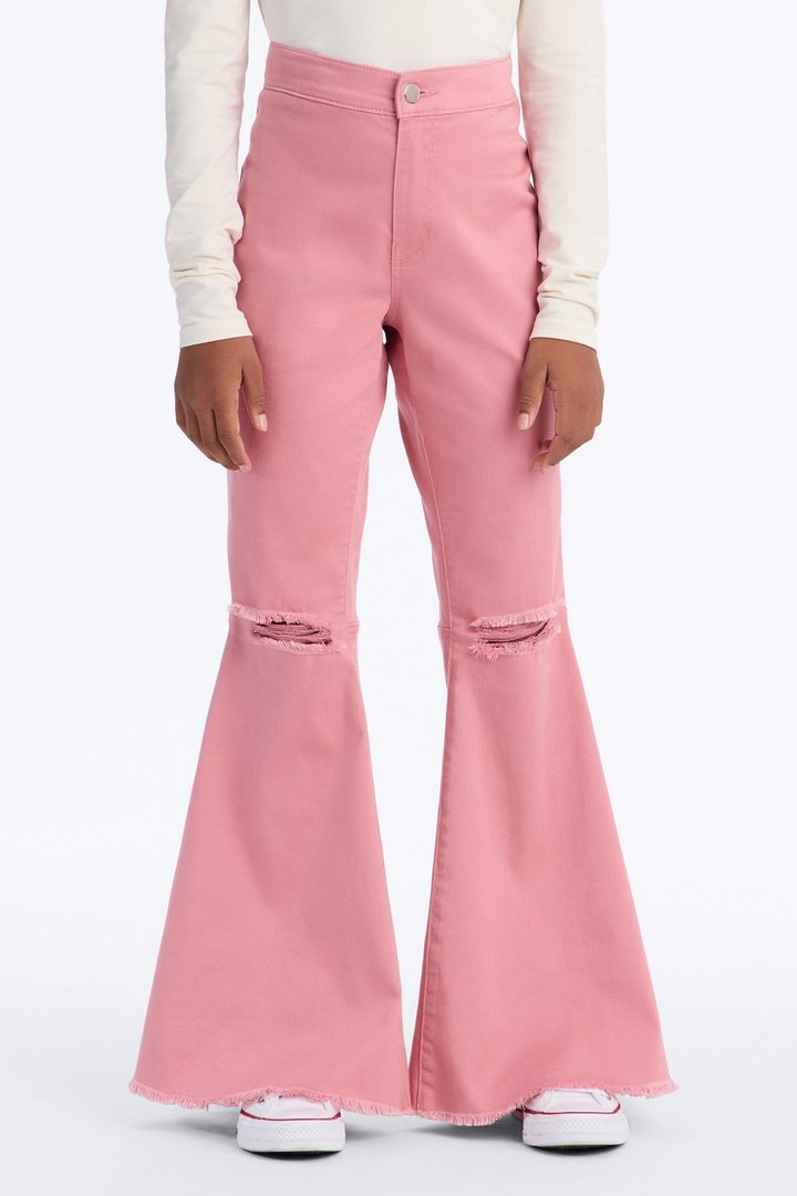 Mini Mystery Solved Extreme Bell Bottom Jeans - Blush