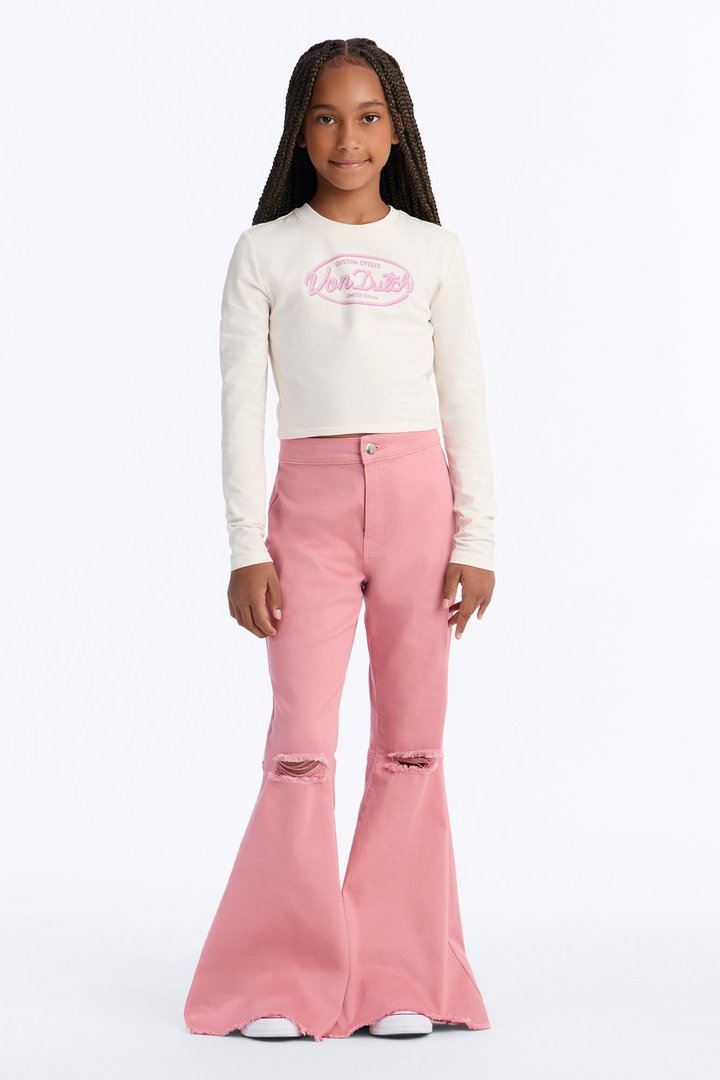 Mini Mystery Solved Extreme Bell Bottom Jeans - Blush