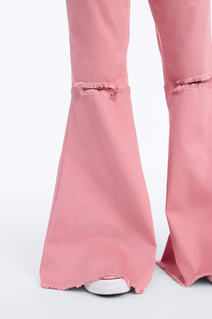 Mini Mystery Solved Extreme Bell Bottom Jeans - Blush