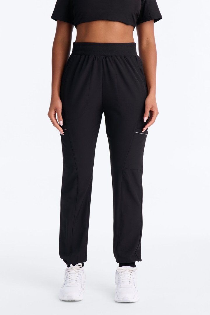 Pro Care Reflective Piping Jogger Uniform Scrub Bottoms - Black