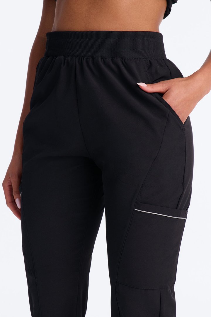Pro Care Reflective Piping Jogger Uniform Scrub Bottoms - Black