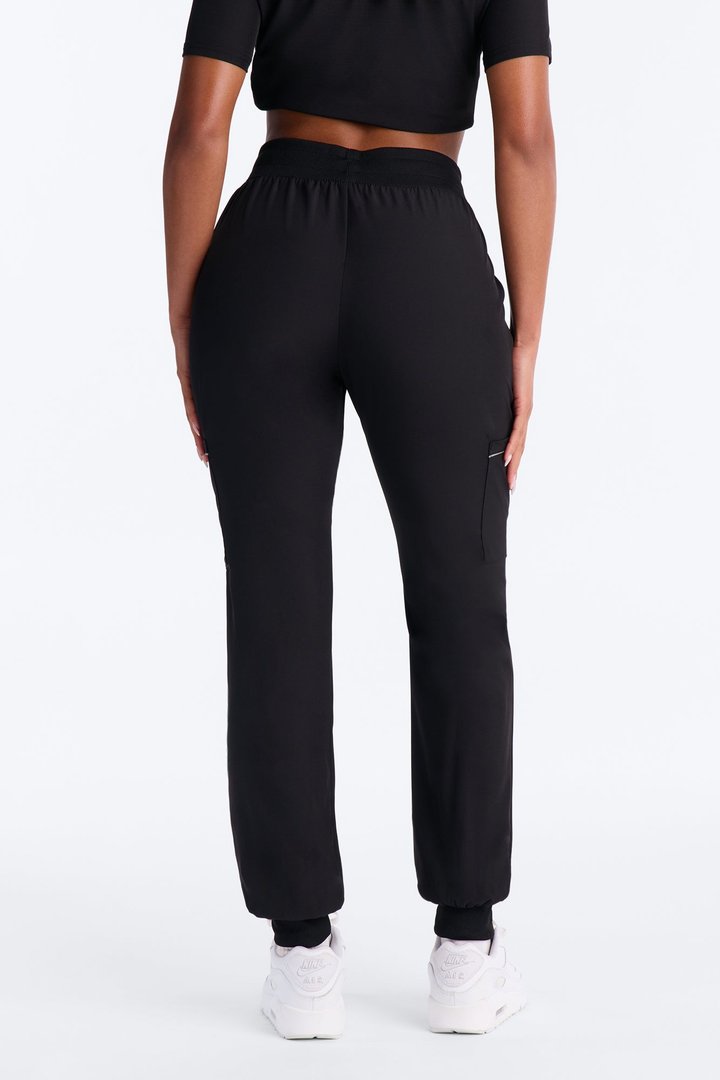 Pro Care Reflective Piping Jogger Uniform Scrub Bottoms - Black