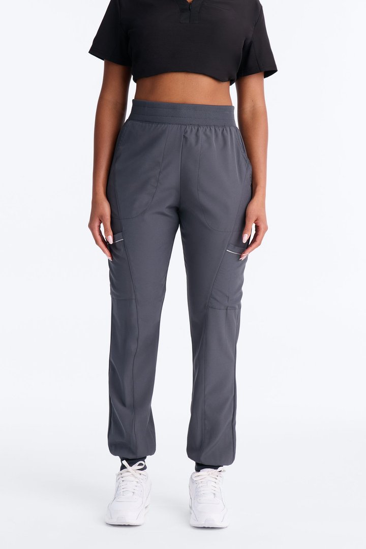 Pro Care Reflective Piping Jogger Uniform Scrub Bottoms - Charcoal