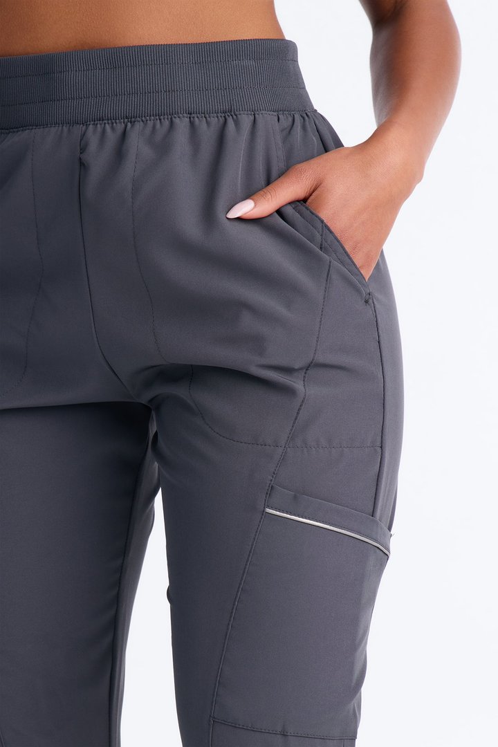 Pro Care Reflective Piping Jogger Uniform Scrub Bottoms - Charcoal